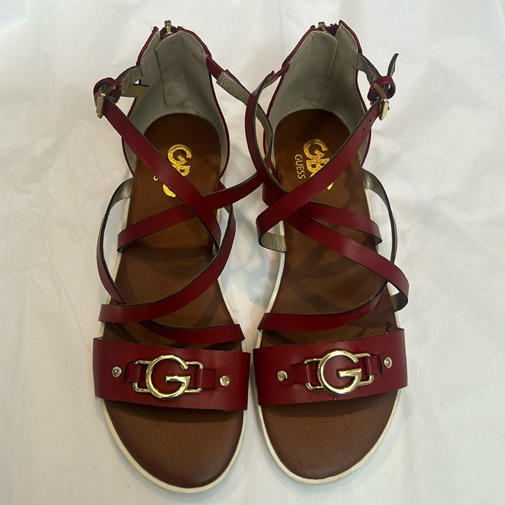 GBG Guess Women's Red Strappy Platform Sandals - Picture 1 of 6